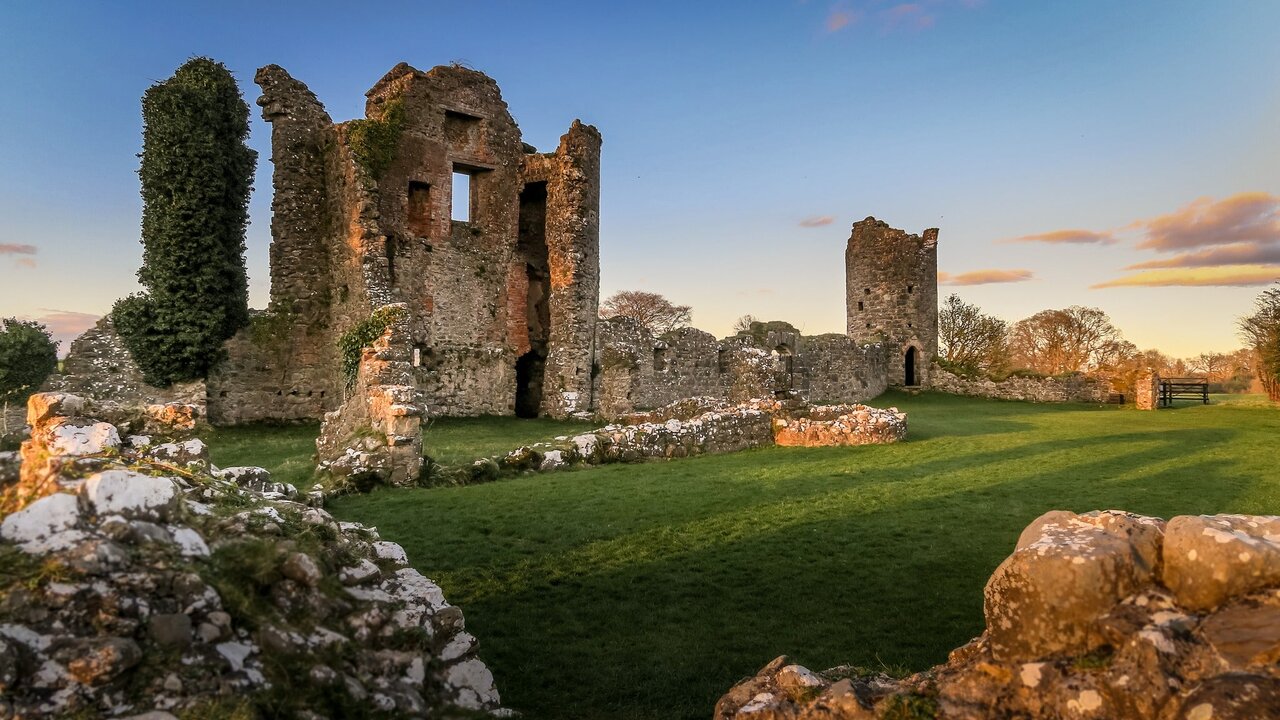 Crom Estate Old Castle ruins surrounded by ancient woodland on Upper Lough Erne